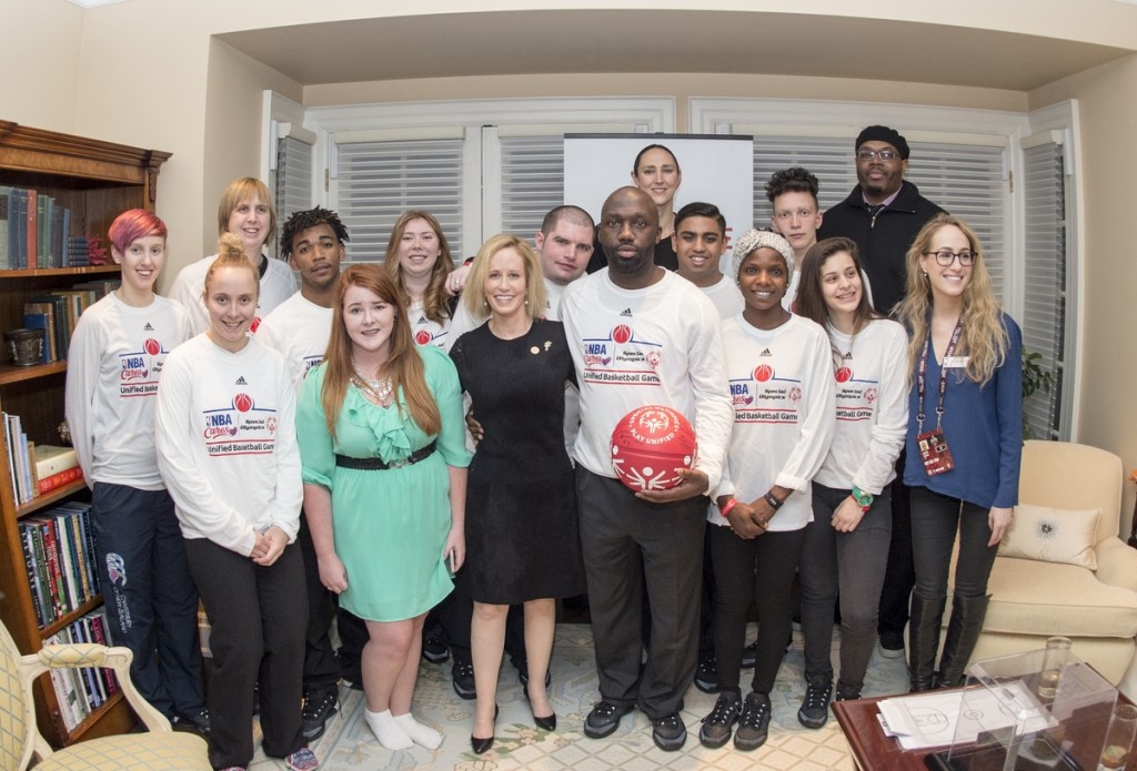 Special Olympics athletes during a reception at Kim Samuel's residence ahead of 2016 NBA Allstar Weekend in Toronto, Canada on Friday February 12, 2016. (Ben Solomon/SOI)