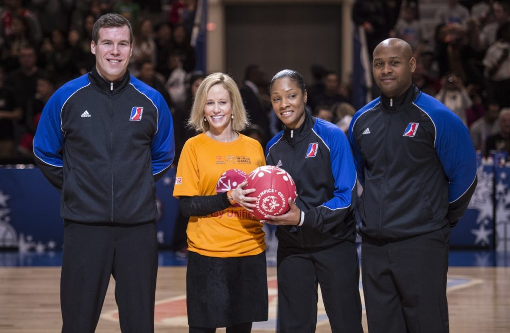 Special Olympics athletes participate in the Unified Basketball game during 2016 NBA Allstar Weekend at the Enecare Center in Toronto, Canada on Saturday February 13, 2016. (Ben Solomon/SOI)